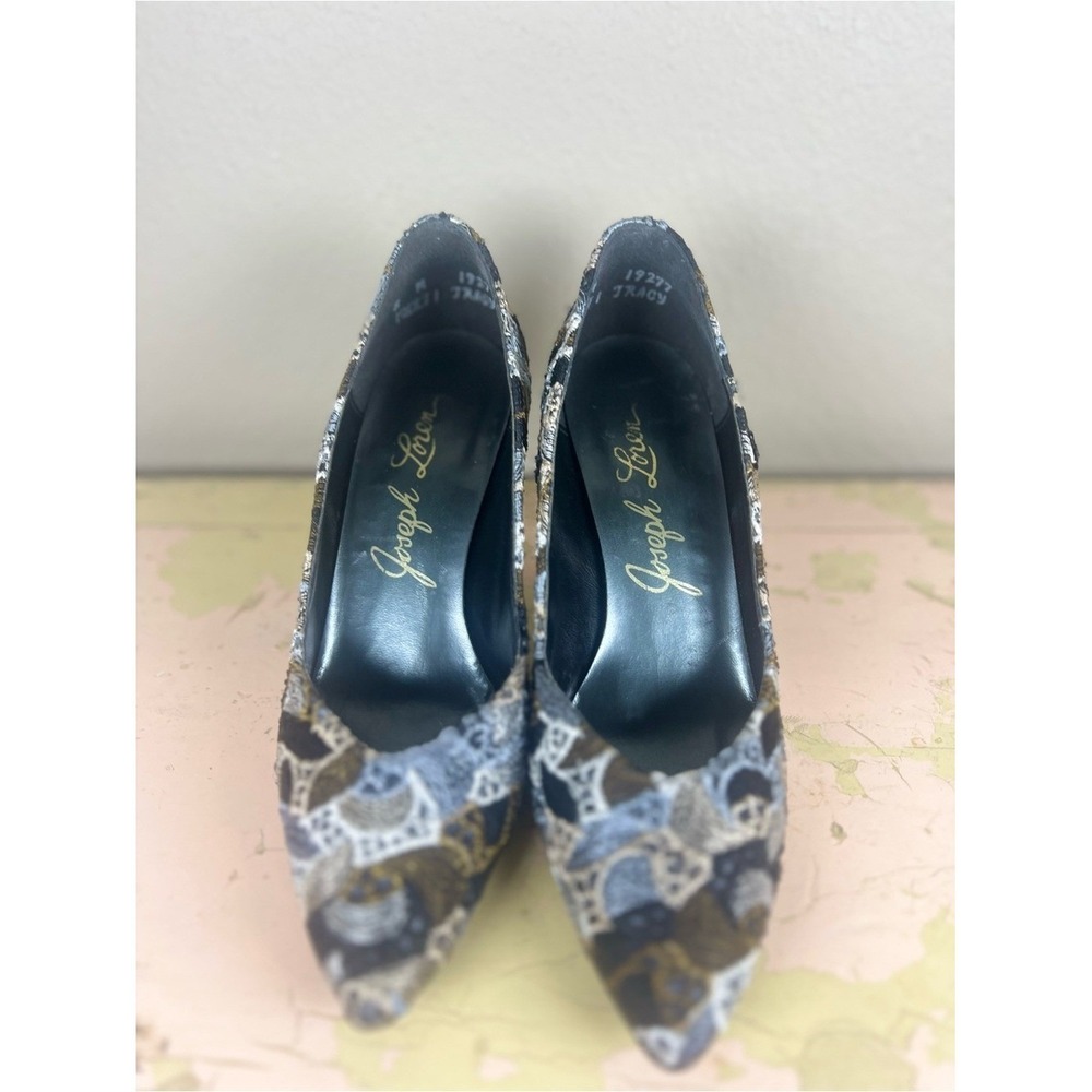 Vintage 90s Joseph Loren Tracy Tapestry Pumps Heels Multicolor Pointed Toe Sz 8 - Picture 3 of 11